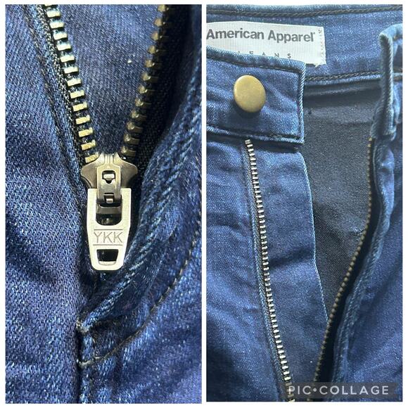 American Apparel The Easy Jeans L High Waisted Super Skinny Black/Blue Stretchy - Picture 6 of 8